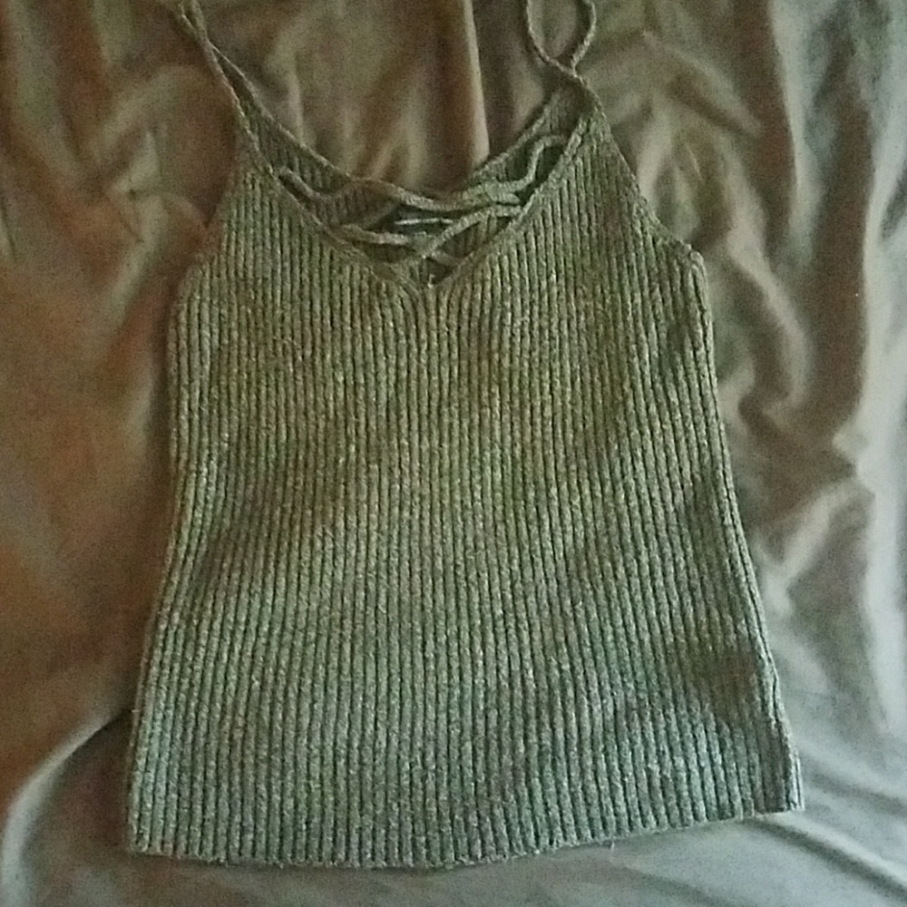 Gray, crossover, crop top